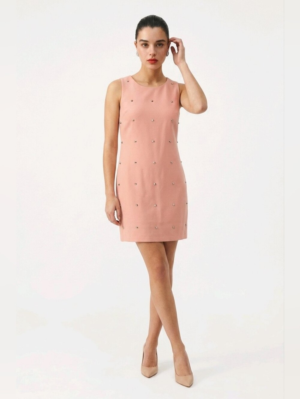 Sweet Rain Blush Pink Embellished Mini Shift Dress